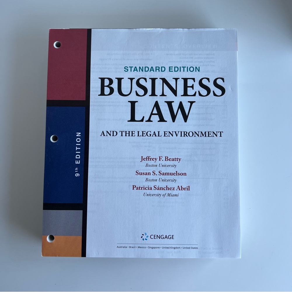 Cengage Business Law and the Legal Environment 9 Edition ISBN: 978-0-357-63340-3
